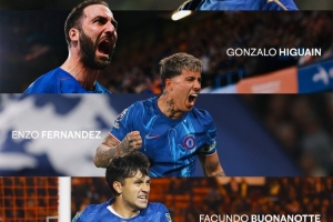 切爾西社媒祝賀博納諾特：恭喜成為第5位為藍軍進球的阿根廷球員